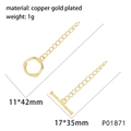 Detailed view of gold plated copper heart toggle clasp for DIY jewelry making - 18K Gold Plated Ribbed OT Clasp