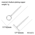 Macro detail of rhodium-plated copper toggle clasp set with size dimensions for DIY jewelry - Silver Ribbed OT Clasp