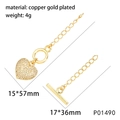 Detailed size specifications for gold plated heart OT toggle clasp with micro pave cubic zirconia - 18K Gold Plated White Rhinestone Heart OT Clasp