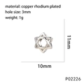 Macro-opname van de gerhodineerde ster kralen met 3mm gatdiameter en 11mm afmetingen - Zilveren Hexagram (P02226)