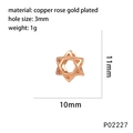 Detail van een holle hexagram bedel in roségoud met micro-geplaveide zirkoon - Roségouden Hexagram (P02227)