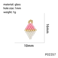 Macro detail of handmade ice cream bead pendant with dimensions and 1mm hole size - Pink Gold White Ice Cream Style (P02257)