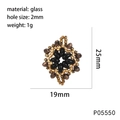 Detail view of handmade beaded flower pendant showing dimensions, weight and 2mm hole size - Mandala Style Black Water-Drop Pattern (P05550)