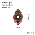 Handgefertigter gewebter Glasperlen-Blumenanhänger mit antiken Perlen und Muscheln - Rot Lila Grün Vintage Ovales Muster (P06068)