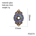 Detailansicht des handgefertigten Perlenanhängers mit 2 mm Lochgröße und Maßen - Königsblau Bronze Vintage Mandala-Muster (P06070)