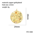 Detailed view of gold plated copper zodiac pendant with fish motif and colorful zircon - Pisces (P01288)