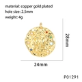 Macro view of Gemini tarot pendant with embossed figures and multi-color zircon stones - Gemini (P01291)