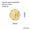 Detailed 2.5mm hole copper gold plated Scorpio tarot pendant with vibrant colorful zircon stones - Scorpio (P01296)