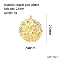 Macro view of gold-plated Capricorn zodiac pendant with colored zircon inlay and dimensions - Capricorn (P01298)