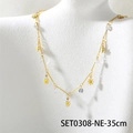 Gold daisy flower necklace with clear faceted zircon beads and 35cm chain length - Short Necklace (SET0308-NE-35cm)