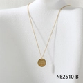 Collier en acier titane doré avec gravure Love My Kids et pendentif étoile - Disque Rond Gravé (NE2510-B)