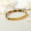 Bracelet minimaliste en perles Tila jaune, rose et gris foncé avec des accents dorés - Patchwork Multicolore (BR1950-A)