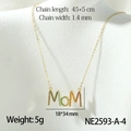 Gold MOM necklace with colorful zircon heart pendant and adjustable chain measurements - Gradient Rainbow MOM Style (NE2593-A-4)
