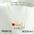 Gouden ketting met I Heart Mama hanger van rood emaille en zirkonia micro-inlegwerk - Rood Hart Mama met Diamanten (NE2593-A-6)