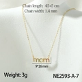 Elegante gouden MOM ketting met kleurrijke zirkoon hart hanger voor Moederdag cadeau - Regenboogsteen Mom Eenvoudige Stijl (NE2593-A-7)