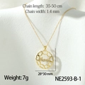 Elegante gouden MOM-ketting met hartvormige zirkoon hanger en verstelbare goudketting - Hol Rond Mama Stijl (NE2593-B-1)