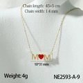 Gouden MOM-hartketting met zirkonia pavé en rode emaille hanger voor vrouwen - Rood Hart MOM Stijl (NE2593-A-9)