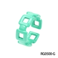Retro muntgroene holle vierkante ring met macaron-lakafwerking voor vrouwen - Open Verstelbaar / Muntgroene Geometrische Vierkante Kettingstijl (RG0500-G)