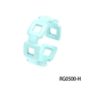 Retro muntgroene holle geometrische kettingring met emaille afwerking en open band - Open Verstelbaar / Muntgroene Geometrische Vierkante Kettingstijl (RG0500-H)