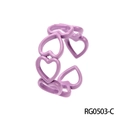 Adjustable purple heart-shaped open ring in candy color finish with hollow design - Adjustable Open / Purple Heart Hollow Style (RG0503-C)