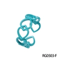Minimalist open heart ring with lake blue lacquer finish and hollow heart design - Adjustable Open / Lake Blue Heart Hollow Style (RG0503-F)
