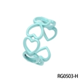 Minimalist light blue heart shaped lacquer ring in a trendy adjustable chain design - Adjustable Open / Light Blue Heart Hollow Style (RG0503-H)