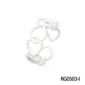 Minimalist white heart-shaped hollow-out lacquer ring in a modern macaron style design - Adjustable Open / White Heart Hollow Style (RG0503-I)