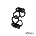 Minimalist black enamel heart-shaped open ring with adjustable band and glossy finish - Adjustable Open / Black Heart Hollow Style (RG0503-J)
