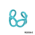 Minimalist turquoise hollow-out ring with a glossy enamel finish and adjustable band - Adjustable Open / Cyan Hollow Ring Style (RG0506-E)