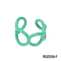 Minimalist mint green heart smiley ring with adjustable hollow circular design - Adjustable Open / Green Hollow Ring Style (RG0506-F)