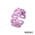 Minimalist chain link adjustable ring with smooth purple enamel finish on brass - Adjustable Open / Purple Chain Style (RG0558-C)