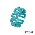 Minimalist turquoise chain link open ring with glossy lacquered finish for women - Adjustable Open / Cyan Chain Style (RG0558-F)