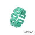 Minimalist mint green chain-link ring with polished enamel finish in candy color - Adjustable Open / Mint Green Chain Style (RG0558-G)