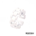 Minimalist white enamel chain ring featuring an adjustable open band and glossy finish - Adjustable Open / White Chain Style (RG0558-I)