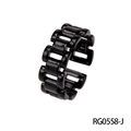 Polished black chain link style open ring with adjustable band in glossy finish - Adjustable Open / Black Chain Style (RG0558-J)