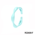 Minimalist adjustable open ring with mint green wavy enamel finish style RG0608-F - Adjustable Open / Mint Green Irregular Wave Style (RG0608-F)