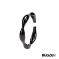 Minimalist black wavy heart smile ring with a glossy macaron finish and adjustable band - Adjustable Open / Black Irregular Wave Style (RG0608-I)