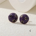 Deep purple enamel polka dot stud earrings in bowling ball style for women - Stud Earrings / Purple Polka Dot (ER0812-C)