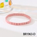 Macro shot of pink enamel Tila tile bracelet featuring white speckled art pattern - Pink Enamel White Star Spots (BR1963-D)