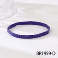 Detailed close-up of dark purple handmade bohemian tile bracelet with glossy enamel finish - Dark Purple (BR1959-D)