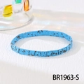 Detail of Bohemian Tila bead bracelet with sky blue square beads and black marble texture - Sky Blue Black Spotted (BR1963-S)