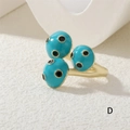 Polka dot enamel ring in sky blue and gold finish with artistic ladybug design - Sky Blue Polka Dot (RG0612-D)