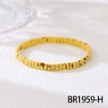 Detail of yellow tile stretch bracelet with brown spotted texture in Bohemian style - Yellow Tile Style (BR1959-H)