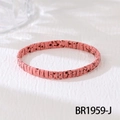 Detail of pink bohemian handmade beaded bracelet with flat splatter pattern tiles - Pink Speckled (BR1959-J)