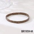 Macro detail of Bohemian brown glazed tile bracelet with dark speckled marble texture - Coffee Speckled (BR1959-M)