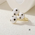 Golden ring with white enamel polka dot ladybug design and unique artistic finish - White Polka Dot (RG0612-H)