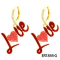 Goldene Creolen mit LOVE-Anhänger und rotem Pailletten-Herz für Frauen - LOVE Buchstaben Ohrringe (ER1844-G)