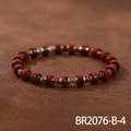 Detailed shot of handmade woven bracelet with red jasper stones and colorful Czech beads - Red Jasper Texture Ethnic (BR2076-B-4)