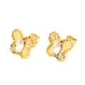 Golden butterfly earrings with sparkling marquise cut zircons and irregular wing design - Butterfly / Gold/White