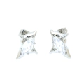 Irregular star stud earrings in silver finish with marquise cut clear zircon stones - Four-pointed Star / Silver/White